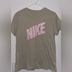 Nike Beige Tee with Pink Graphic
